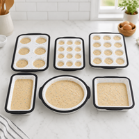 Moule à gâteau rond en silicone de 9 pouces, confettis mouchetés avec bord noir et poignées, antiadhésif, résistant à la chaleur, réutilisable, vente en gros