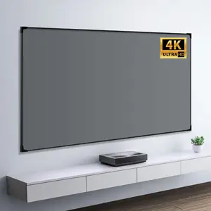 Screen Ambient Light Rejecting ALR 84 92 100 120 150 160 Inch Fixed Thin Frame Projector Screen for Home Theater Projection 4K