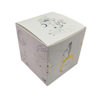 Boîte d'emballage cosmétique OEM personnalisée en carton blanc recyclable avec couvercle rabattable, motif floral mystique et art ligné de la lune, pour bougies parfumées