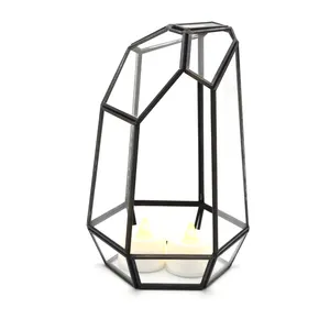 <span class=keywords><strong>Cage</strong></span> à oiseaux en laiton doré et en verre, terrarium, grand lustre de table, socle pour fleurs, pièces centrales en cristal, pour mariage - Product Image 1