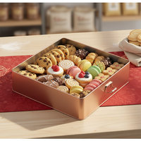 Boîte en métal carrée de luxe RTS, grande taille 240*240*68mm, personnalisable, pour gâteaux, collations, biscuits, bonbons, souvenirs, emballage cadeau vide