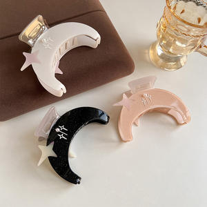 Grampinhos de Cabelo Personalizados de Alta Qualidade Qianjin com Estrela e Lua, Acessórios de Cabelo com Pérolas de Acetato e Strass para Mulheres - Product Image 3