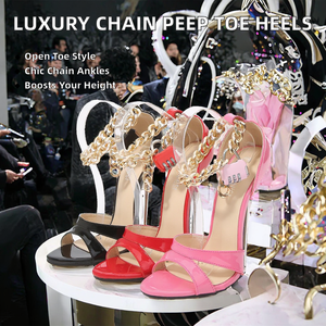 Escarpins de luxe pour femmes Sh10423a à bride en T, talon de 16 cm, tendance estivale, à bout ouvert - Product Image 2