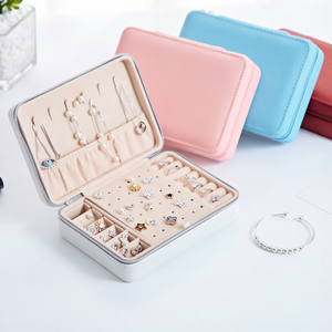 Boîte de Rangement Multifonctionnelle Haut de Gamme en Cuir PU avec Fermeture Éclair pour Bijoux (Bagues, Boucles d'Oreilles, Colliers) – Idéale pour les Voyages – Vente en Gros Fournisseur - Product Image 3