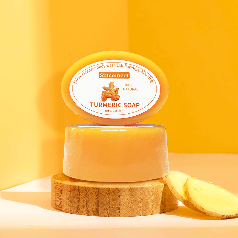 Private Label sapone alla curcuma fatto a mano biologico naturale pulizia del corpo cura del viso schiarente sbiancante per la pelle bagno sapone alla curcuma