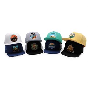 Casquette de camping à 5 panneaux avec visière plate, broderie perforée découpée au laser, votre logo, style hip-hop, corde imperméable personnalisée, fermeture snapback - Product Image 2
