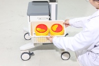 Chariot d'ordinateur portable pour clinique dentaire hospitalière, efficace, avec compartiments de rangement latéraux en ABS, station de clavier mobile pour médecin, réglable en hauteur