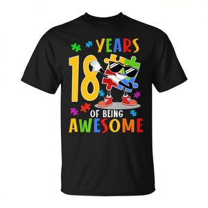 18 ans d'expérience en matière de t-shirts puzzle sur le thème de l'autisme, géniaux et amusants - Product Image 2