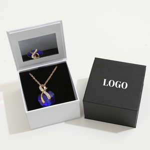 Elegant Magnetic Jewelry <b>Box</b> with <b>Mirror</b> Custom Logo Paperboard <b>Box</b> with Matching Ribbon Bag - Product Image 3