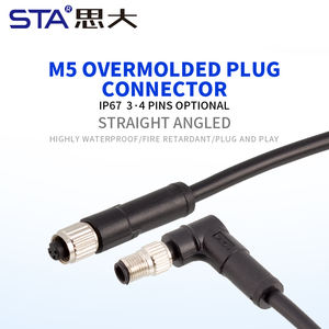 Sensor 4 Pin M5 konektor IP67 sudut kanan dan Lurus <span class=keywords><strong>3</strong></span> Pin 4pin laki-laki perempuan konektor kabel tahan air PVC kabel PUR lead - Product Image 2