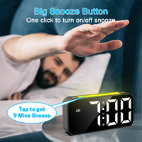 Jam Alarm LED Putih untuk Tidur Nyenyak dengan 2 Alarm, Vibrator Penggetar Tempat Tidur, dan Lampu Suasana Hati RGB, Lampu Malam, Daya USB