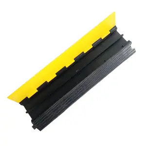Rubber Cable Protector TUV Test Yellow Pvc Lid High Quality 2 Channel Stage Use Rubber Cable Ramp Bridge Manufacturer Cable Protectors
