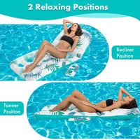 U-Sd bleu feuille d'érable siège gonflable eau canapé chaise longue avec trou découpé flottant rangée adulte eau jouet porte-gobelet natation