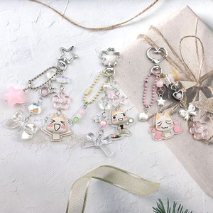 Collier de perles Chat Blanc Cartoon <span class=keywords><strong>Hatchi</strong></span> Wali, style Soft-girl rose, cœur-fleur, alliage, style pastoral, porte-clés en acrylique - Product Image 4