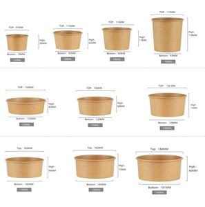 Bol à salade jetable écologique biodégradable en papier kraft avec couvercle pour salade à emporter, hamburger et en-cas - Product Image 3