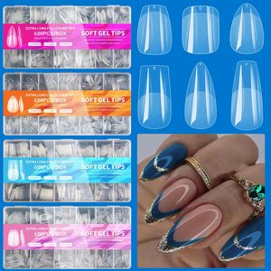 600 pièces couverture complète presse sur ongles conseils Stiletto amande carré cercueil français faux faux imbiber <span class=keywords><strong>Gel</strong></span> ongles <span class=keywords><strong>Extension</strong></span> conseils <span class=keywords><strong>Capsule</strong></span> - Product Image 1
