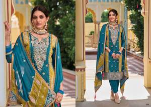 Most Selling Designer <b>Silk</b> Salwar Suit with Embroidery Work Indian and Pakistani Clothing Salwar Kameez - Product Image 6