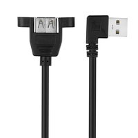 Bochara 90 grados a izquierda USB 2,0 Cable de extensión macho a hembra con montaje en panel de tornillo 24AWG + 28AWG 30cm 50cm 1m