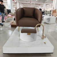 Fauteuil de pédicure électrique multifonction inclinable avec massage, bain de pieds en céramique, sans plomberie, mobilier de salon de manucure