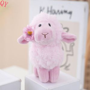 QQ Cute Faux Fur Sheep Plush Keychain With Purple Flower Soft Stuffed Animal Toy Lamb Cartoon Bag Charm - Product Image 5