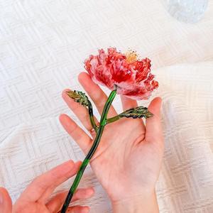 Figura Decorativa de Flor de Peonía Roja Elegante, Hecha a Mano y Personalizada, Regalo Romántico <span class=keywords><strong>para</strong></span> Mamá, Aniversario y <span class=keywords><strong>Cumpleaños</strong></span> - Product Image 6