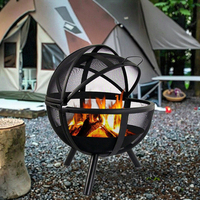 Nouveau design 30 pouces boule en métal noir sphère extérieur foyer bol avec couvercle poêle ensemble bois de chauffage en acier pour patio jardin utilisation
