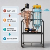 Système de contrôle de la poussière industriel portable avec séparation cyclonique et nettoyage automatique par impulsions, filtre à cartouche cyclonique