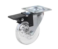 Roda Rem Putar Transparan 2 Inci 3 Inci 4 Inci 75mm PU/PVC untuk Kabinet Kontemporer, Kursi Kantor, Perabotan, Caster EFON EF968
