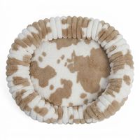 Lit pour chien de luxe personnalisé GRS en tissu velours beige et marron rond Yang Yang Pet