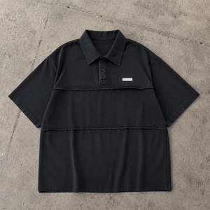 Maglietta 100% Cotone 200GSM <span class=keywords><strong>Oversize</strong></span> <span class=keywords><strong>Polo</strong></span> di Alta Qualità Personalizzabile con Tessuto Largo Stile Hip Hop - Product Image 1