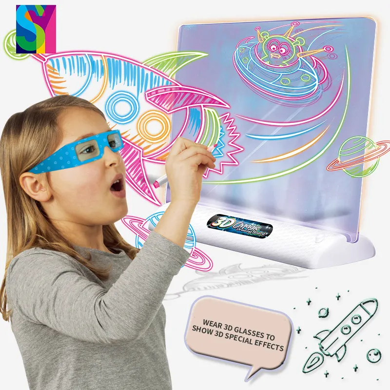 SY Educational Magic Drawing Board Toy Doodle Board 3d Glass Diy Sketchpad Tablet Toys