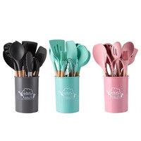 Ensemble de 12 ustensiles de cuisine antiadhésifs en silicone, accessoires de cuisine de qualité alimentaire, résistants aux hautes températures, avec tube