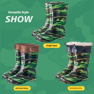 Bottes de pluie QF1 pour hommes, camouflage, antidérapantes, résistantes à l'usure, chaussures en caoutchouc chaudes, <span class=keywords><strong>tube</strong></span> haut, lave-auto, eau, <span class=keywords><strong>plastique</strong></span>, pluie - Product Image 2