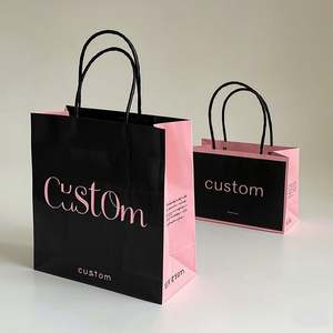 KM Custom Print Luxury Black pink Cardboard Paper Jewelry Gift Shopping <b>Bag</b> Wholesale Small White Clothing Cosmetic Boutique - Product Image 3