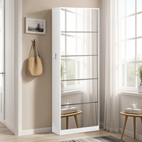 Armoire à chaussures étroite avec miroir pleine longueur blanc JIAMEIJIA |   Meubles de rangement d'entrée en gros OEM/ODM