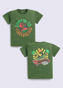 Boys Green Printed Cotton T-shirt <b>Drop</b> In To Carrydreams Skate Graphic Soft Breathable Fabric Comfortable Casual Wear - Product Image 3