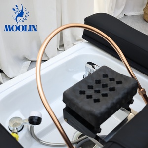 Moolin Thai Head Spa Lay Chaise de coiffure pliable en cuir véritable réglable, avec table de lavage et <span class=keywords><strong>lit</strong></span> de massage électrique à hauteur réglable pour salon - Product Image 5