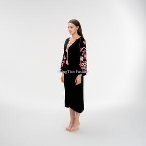 Vestidos Elegantes para Mujer, Bordado Floral, Vestidos Midi Negros, Vestidos Casuales de Verano para Mujer - Product Image 2