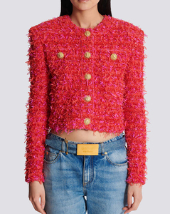 Giacca corta <span class=keywords><strong>Tweed</strong></span> corta da <span class=keywords><strong>donna</strong></span> di lusso con colori personalizzati di alta qualità - Product Image 2