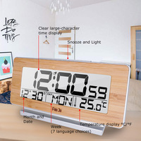 Réveil en bois thermomètre numérique décoration murale heure Date semaine moniteur de température diffuseur d'arôme sans fil avec horloge à bras