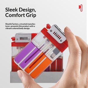 Accendino Trasparente a Doppia Fiamma, Creativo con Stampa per Coppie, Macchina Pubblicitaria Usa e Getta EF-206 in Plastica - Product Image 1