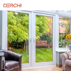 Thermal Break Aluminum 48 Inches Exterior French Doors With Opaque White Glass Hinged Front French Door
