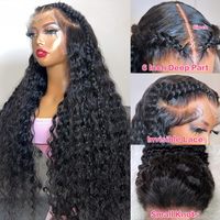 Pelucas Frontales de Encaje con Ondas de Agua, Cabello Humano Transparente, Pelucas Frontales de Encaje de Cabello Humano para Mujeres Negras, Cabello Humano Húmedo y Ondulado