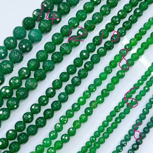 6-14mm <strong>Emerald</strong> Chalcedony Dark Green Agate Faceted Round <strong>Beads</strong> for Jewelry Craft DIY Approx: 380mm - Product Image 5