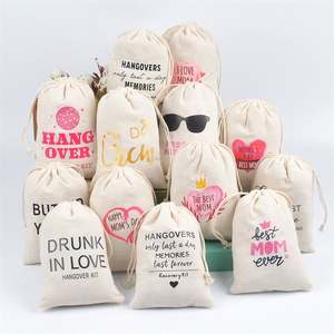 Sac en coton personnalisé recyclable de 10*15 cm pour cadeaux de mariage et projets d'artisanat - Trousse de gueule de bois, sac cadeau - Product Image 1