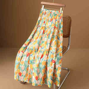 Jupe plissée de haute qualité pour femmes, motif floral brodé, jupe longue en <span class=keywords><strong>tulle</strong></span> drapé, jupe maxi décontractée tendance, vente en gros - Product Image 3