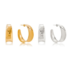 Minimalist Concave <b>Moon</b> C <b>Ring</b> Hoop Earrings 18K Gold Stainless Steel Geometric Design For Women Fashion Jewelry - Product Image 5