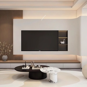 Lemari TV Ruang Tamu yang Dapat Disesuaikan Warna Putih High Gloss dengan LED - Product Image 1