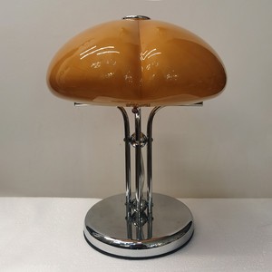 Lámpara de Escritorio con Forma de Hongo Naranja, Base para Bombilla LED E27, Soporte Cromado, Lámpara de Mesa para Dormitorio o Estudio - Product Image 4