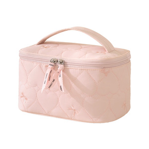 Large Capacity <b>Makeup</b> Bag Portable Cosmetic <b>Case</b> With Brush Compartment For Travel And Daily Use Pink Beige Black Rose Red Blue - Product Image 5